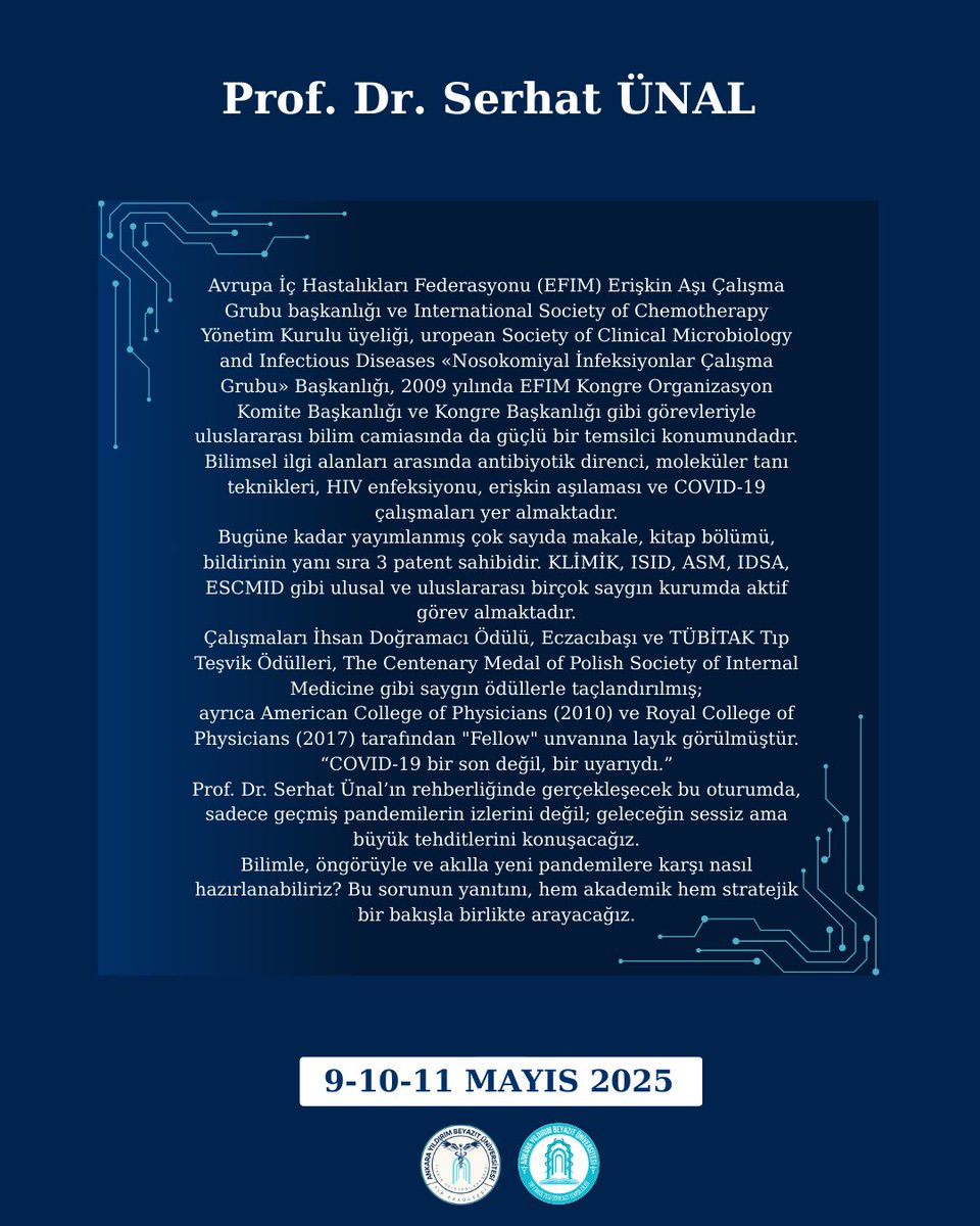 “COVID-19 bir son değil, bir uyarıydı.”
Prof. Dr. Serhat Ünal’ın rehberliğinde gerçekleşecek bu oturumda, sadece geçmiş pandemilerin izlerini değil; geleceğin sessiz ama büyük tehditlerini konuşacağız.