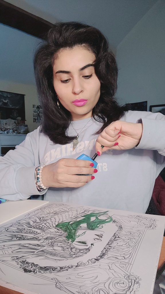 MooniaDg's tweet photo. 🌙✨️Designing and colouring to pass the time and get away from it all! 🎨🖼✨️🌙
#woman #girl #photo #photos #drawing #picture #selfie #womanpic #coloriage #passetemps  #dessiner #colorier https://t.co/m0dAppLmq2