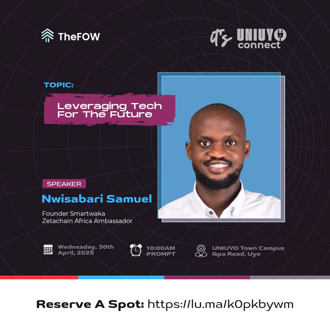 Convergence_24's tweet image. HEADS UP! 

We are excited to announce that @NwisabariSamuel will be joining the stage at #UNIUYOCONNECT, on the topic &quot;Leveraging Tech For The Future&quot;

Nwasibari Samuel is the founder, Smartwaka and Zetachain Africa Ambassador

Reserve your seat: lu.ma/k0pkbywm