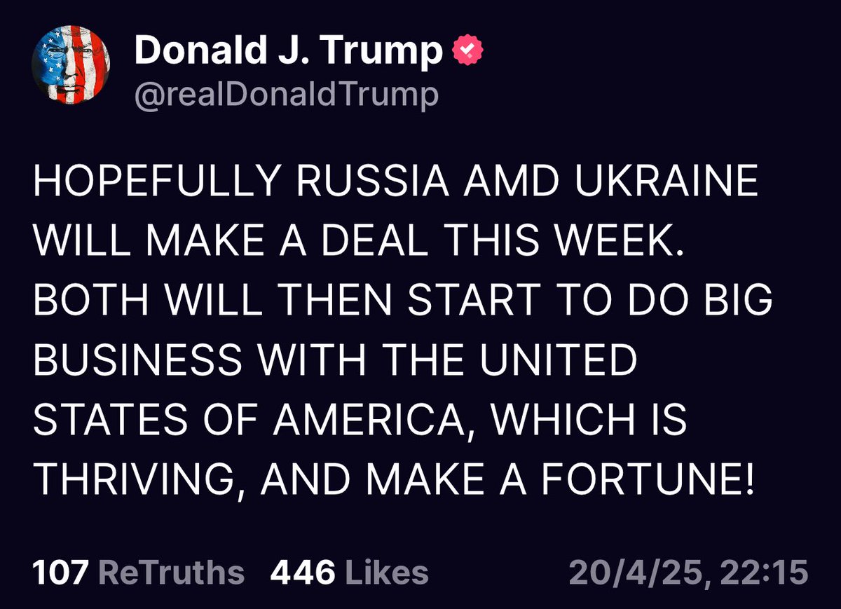 Daily_Cripto's tweet photo. 🚨BREAKING: #TRUMP 🇺🇸 CREE QUE ESTA SEMANA RUSIA 🇷🇺 Y UCRANIA 🇺🇦 PODRÍAN LLEGAR A UN ACUERDO ‼️👀 https://t.co/iWvmcd9ApF