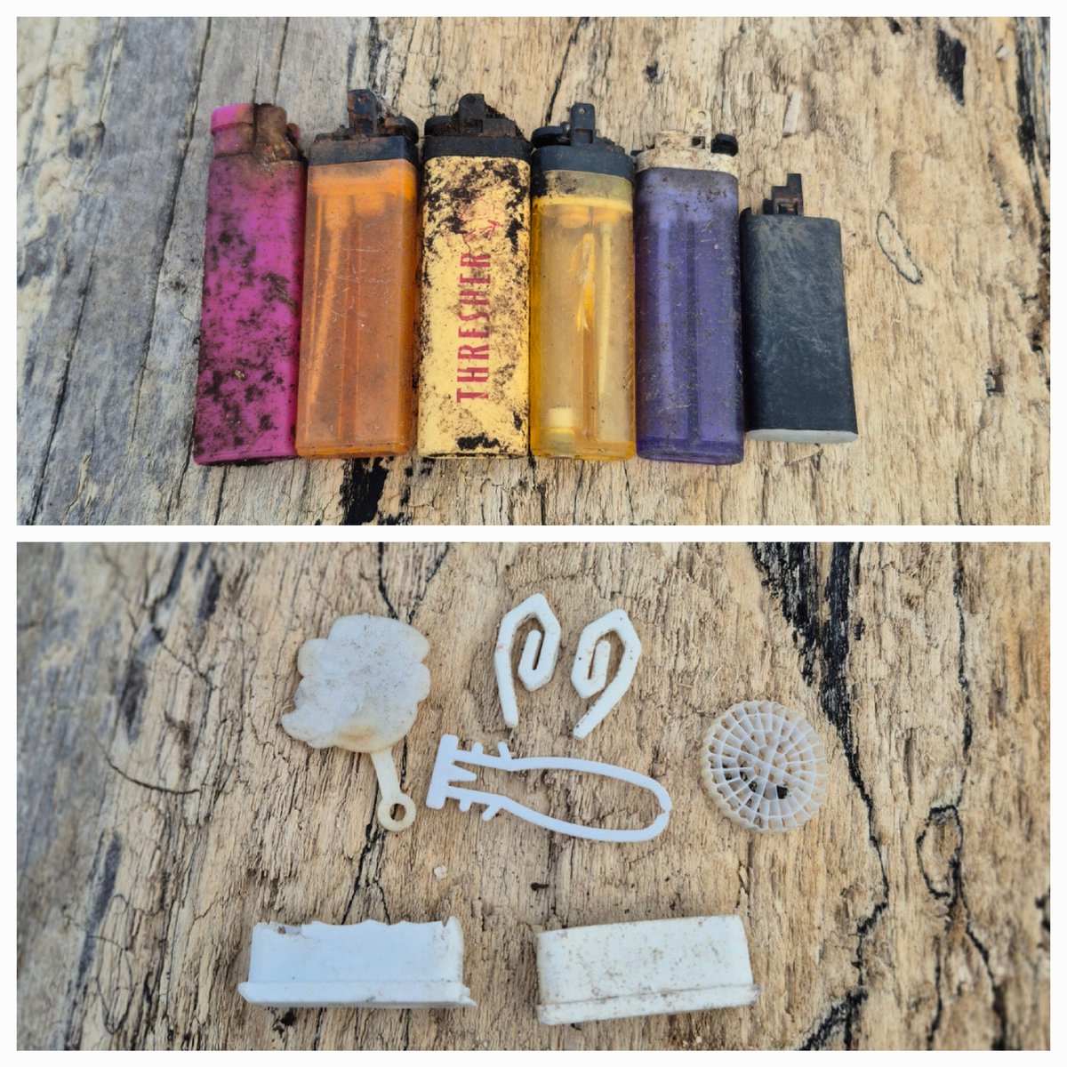 Kittylitterpic1's tweet photo. A couple of hours spent at #Aberthawbeach filled a bag with #plasticpollution.  Just some of what I picked up today.  #take3forthesea #beachclean #2minutebeachclean #flotsamarmy #smartieslidsonthebeach https://t.co/ti19HQgPX3