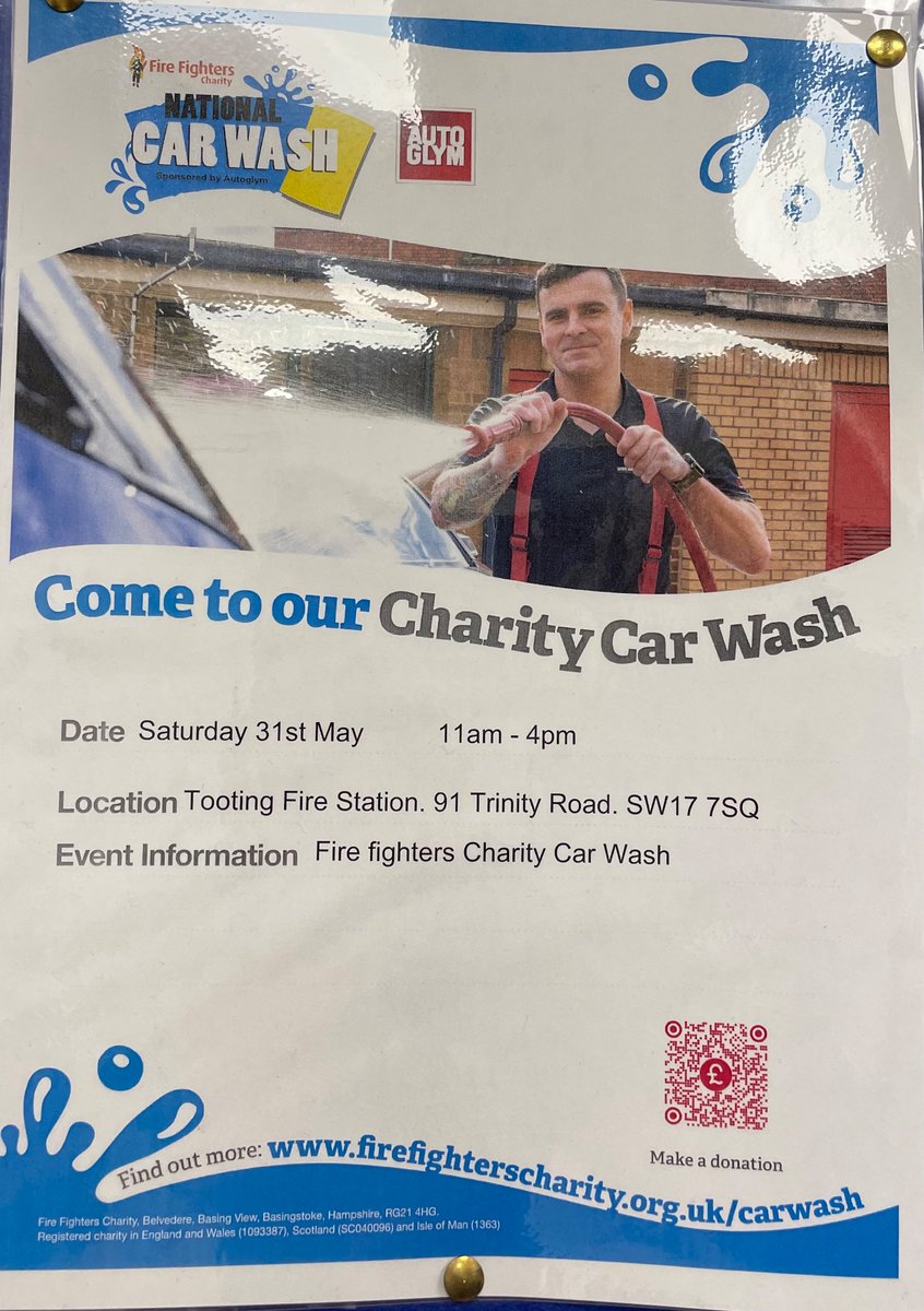 LFB Wandsworth (@lfbwandsworth) on Twitter photo Come along to Tooting Fire Station on the 31st May for our charity car wash. Shiny motors and raising money for <a href="/firefighters999/">Fire Fighters Charity</a> and supporting our fire family 🚒❤️ Come along to Tooting Fire Station on the 31st May for our charity car wash. Shiny motors and raising money for <a href="/firefighters999/">Fire Fighters Charity</a> and supporting our fire family 🚒❤️