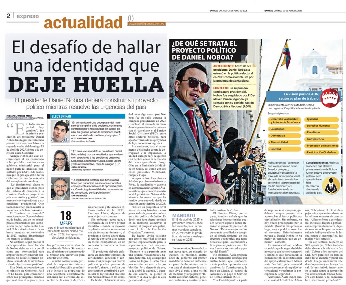 Gracias a <a href="/Expresoec/">Diario Expreso</a> por la entrevista sobre los principales cambios que esperamos en el nuevo mandato presidencial 🇪🇨

👉 expreso.ec/actualidad/dan…