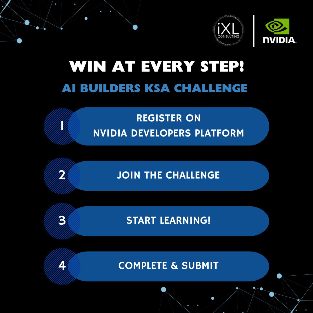 طوّر مهاراتك مع تحدي صناع الذكاء الاصطناعي! 
انضم إلى تحدي صناع الذكاء الاصطناعي المقدم من iXL Consulting بالتعاون مع NVIDIA وابدأ رحلتك في الذكاء الاصطناعي مع مكافآت حصرية في كل خطوة! 
📅 ينتهي التحدي يوم 30 أبريل
👍 شارك الآن: bit.ly/AIbuildersChal…
#NVIDIA #iXLConsulting