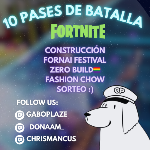 gaboplaze's tweet photo. 🤩 ¡10 pases de batalla, 10 ganadores! 🤩
¿Serás uno de ellos?
Inscríbete YA! Entrando al DISCORD de nuestra comunidad.
https://t.co/MIy9cxhohC
TE ESPERAMOS! 🤩
#fortnite #fortnitestreamer #fortnitecomunidad #fortnitetorneo #fortnitesorteo https://t.co/8VEVK9cIX5