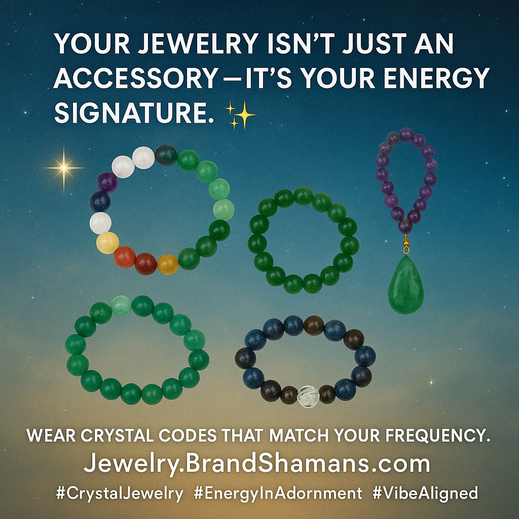 LynLomasi's tweet image. Your jewelry isn’t just an accessory—it’s your energy signature. 💫Align now: Jewelry.BrandShamans.com
Wear crystal codes that match your frequency.
#CrystalCodes #EnergyInAdornment #VibeAligned