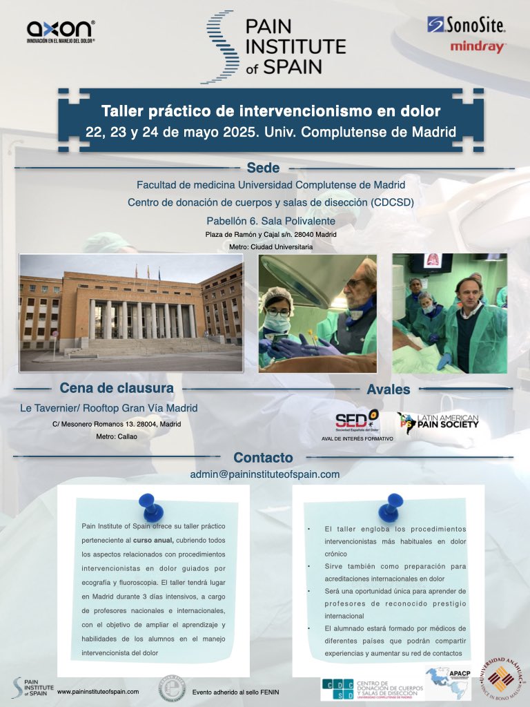 Este año batiremos nuevo récord con el “Taller práctico de intervencionismo en dolor”: 70 alumnos de diferentes nacionalidades + profesores, técnicos, staff… El curso práctico de dolor más grande y completo  que existe ahora mismo en España #pios #dolorcronico