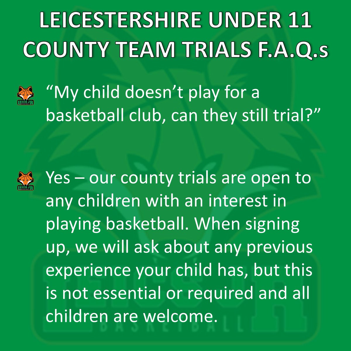It's a little over a week until our first U11 county trials and we've had lots of interest and questions.

Please read our F.A.Q.s to help you understand how to sign up.

F.A.Q.s 1/2