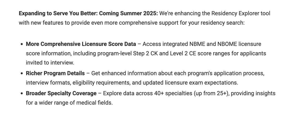 Residency explorer will include Step 2 CK score ranges for residency programs again