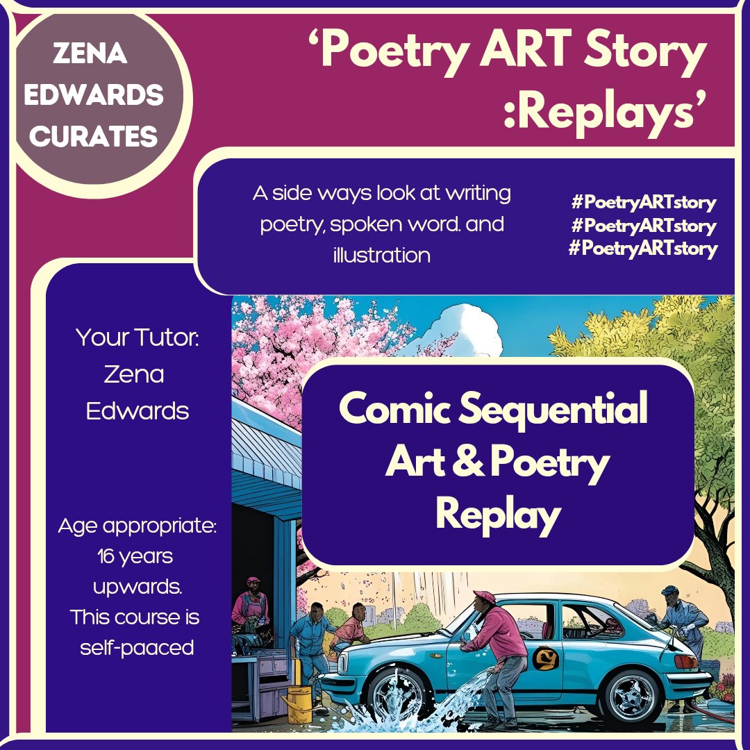 Happy to bring back for Spring/Summer 2025 the Comic Sequential Art &amp; Poetry course Replays.  Happening  now!
Go At Your Own Pace
Cost: £12.34 -£ 33.22
More details click 👇 eventbrite.co.uk/e/comic-sequen…
~Z💫✍🏾📒~
#ComicSequentialArtandPoetry
#PoetryARTStory
#PoetryCommunity
#Poetry