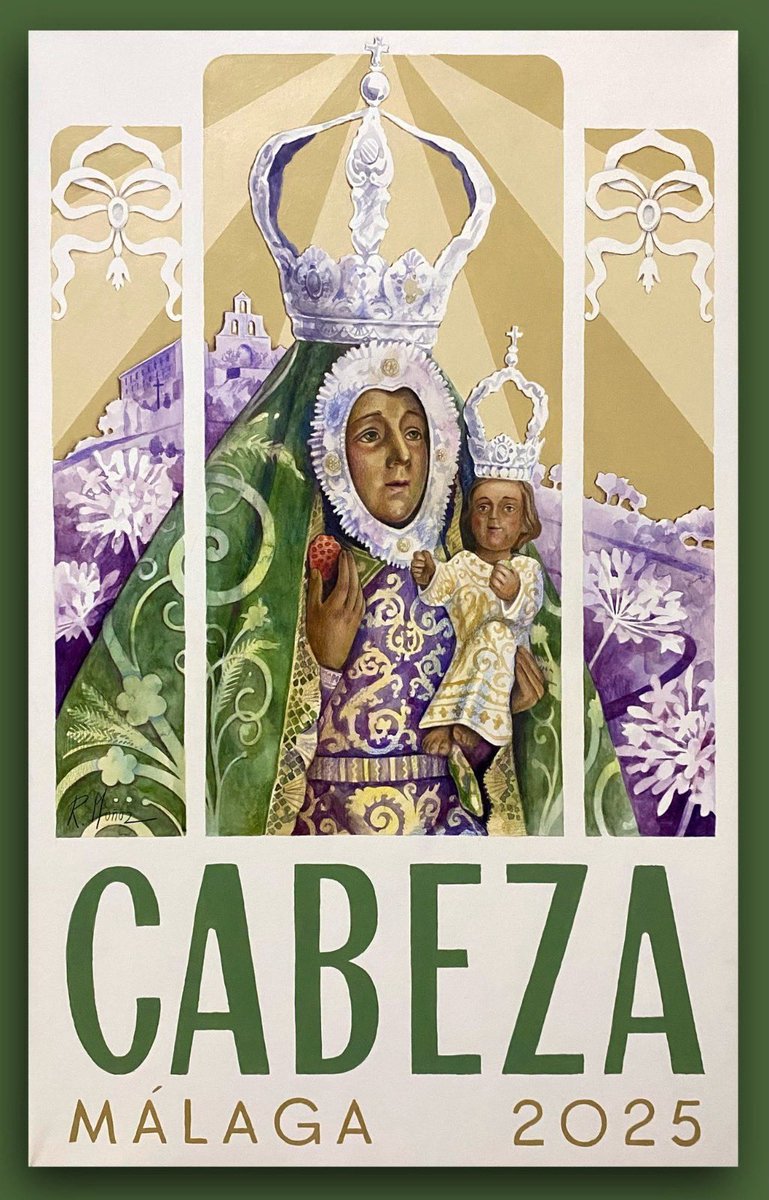 Presentación del cartel anunciador de romería 2025. Obra de Rafael Muñoz para la hermandad filial de la Virgen de la Cabeza de Málaga. #cabezamlg #cofradiasmlg