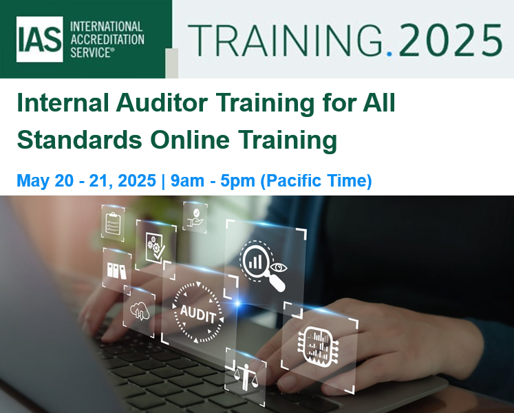 IntlAccredSvc's tweet photo. Internal Auditing for All Standards is the topic of an IAS Online Training offered May 20-21, 9am - 5pm (Pacific Time). Learn about conducting conformant internal audits. https://t.co/rWQV5NwJfG #IASTraining #QualitySystem #InternalAuditing https://t.co/KU9yvqnEtF