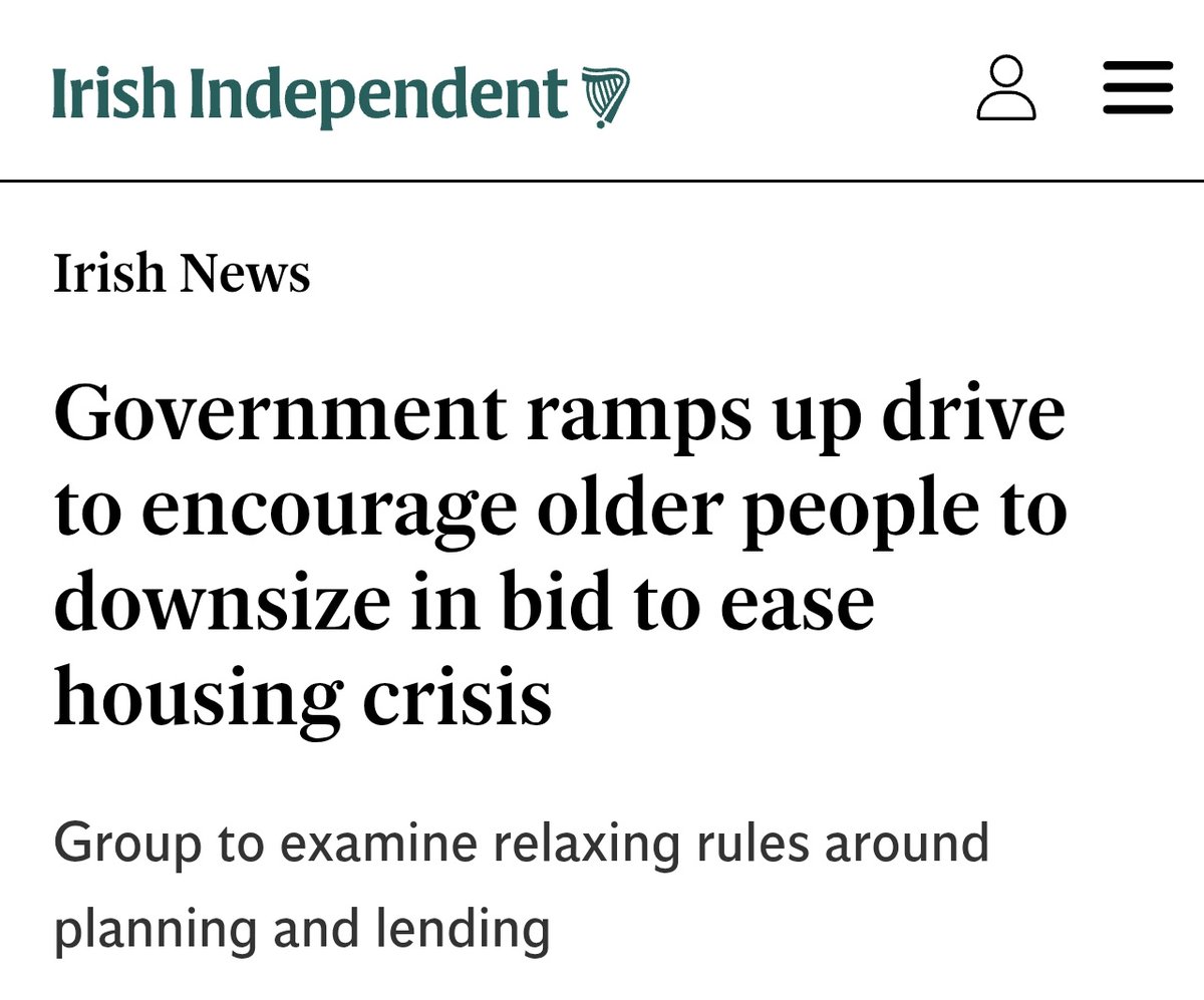 This may well be the straw that breaks the camels back.

The Irish government wants the elderly to downsize so they can give their houses to migrants.