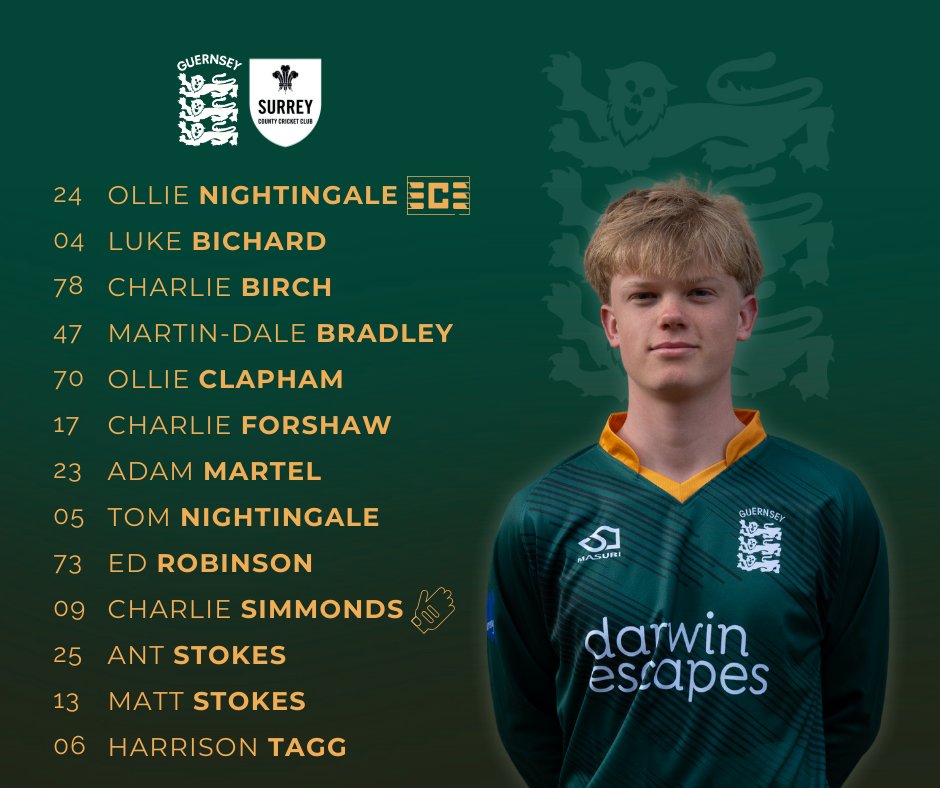 Guernsey Cricket (@guernseycricket) on Twitter photo 📢Final Squad Announcement📢
Here’s the squad for our 2 x T20 fixtures vs. <a href="/surreycricket/">Surrey Cricket</a> Academy at <a href="/KGVGSY/">KGV Playing Fields</a>
First game starts at 10:15 AM – come down and support the boys as we close out the Academy Cup Series 🏏
#Guernsey #Cricket #GreenCaps 📢Final Squad Announcement📢
Here’s the squad for our 2 x T20 fixtures vs. <a href="/surreycricket/">Surrey Cricket</a> Academy at <a href="/KGVGSY/">KGV Playing Fields</a>
First game starts at 10:15 AM – come down and support the boys as we close out the Academy Cup Series 🏏
#Guernsey #Cricket #GreenCaps