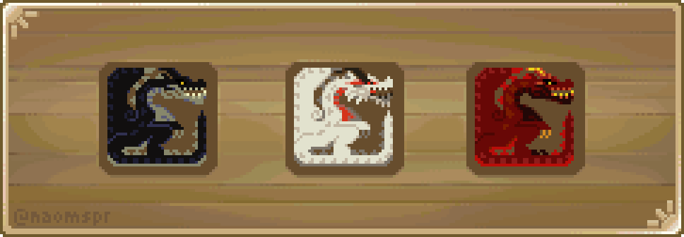 naomspr's tweet image. Made some custom icons for Fatalis and his variants #MonsterHunter #pixelart