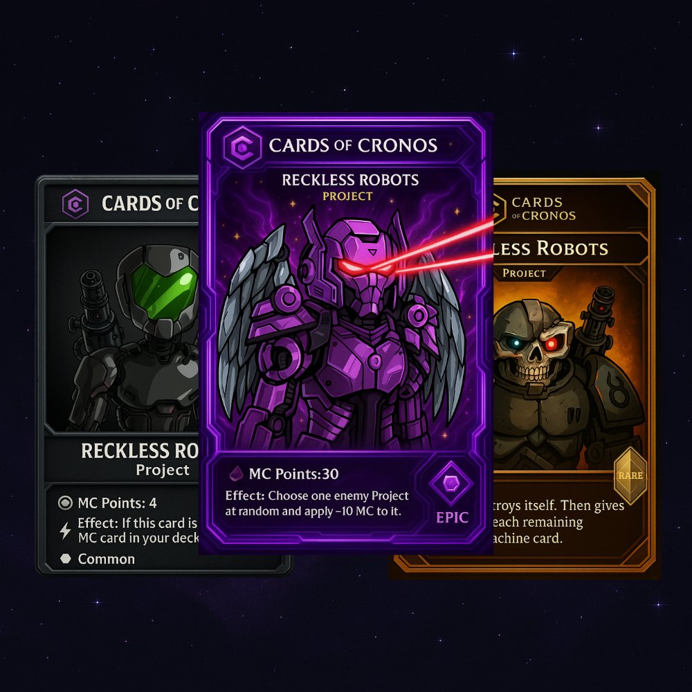 Cards of Cronos (@cardscronos) on Twitter photo Working tirelessly on these cards, for now finishing one deck per day. <a href="/RecklessRobots/">Reckless Robots | Legends Mint LIVE @Ebisusbay</a> (destroy / machine deck) is also done now. Probably starting and finishing <a href="/AngelusbobRh/">AngelusBoBs | Howlers | SOLD OUT!!!!</a> tomorrow.
#cardsofcronos #cronoschain #cronos Working tirelessly on these cards, for now finishing one deck per day. <a href="/RecklessRobots/">Reckless Robots | Legends Mint LIVE @Ebisusbay</a> (destroy / machine deck) is also done now. Probably starting and finishing <a href="/AngelusbobRh/">AngelusBoBs | Howlers | SOLD OUT!!!!</a> tomorrow.
#cardsofcronos #cronoschain #cronos