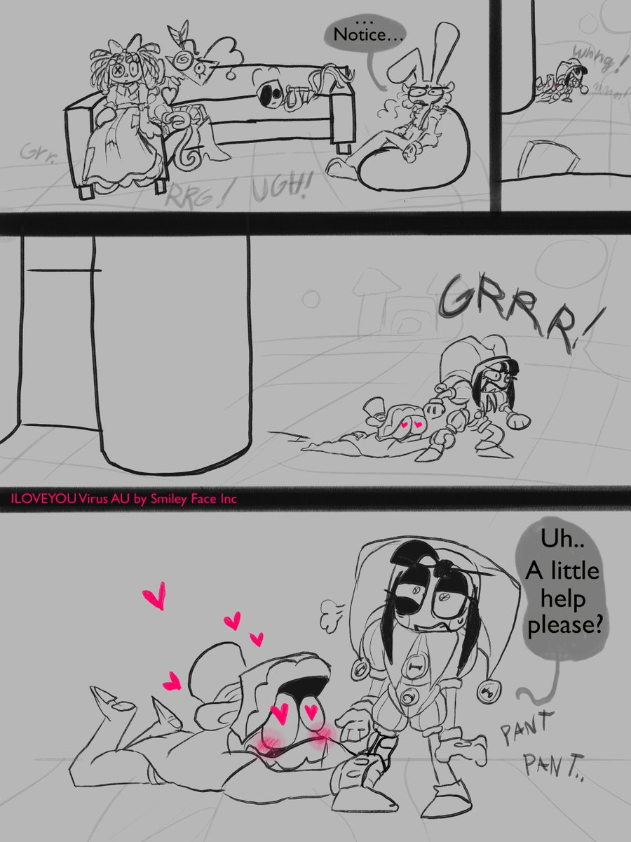 Smiley_quin's tweet photo. ILOVEYOU virus AU 
part 1; Pages 1-3
#TADC https://t.co/CcENr3En42