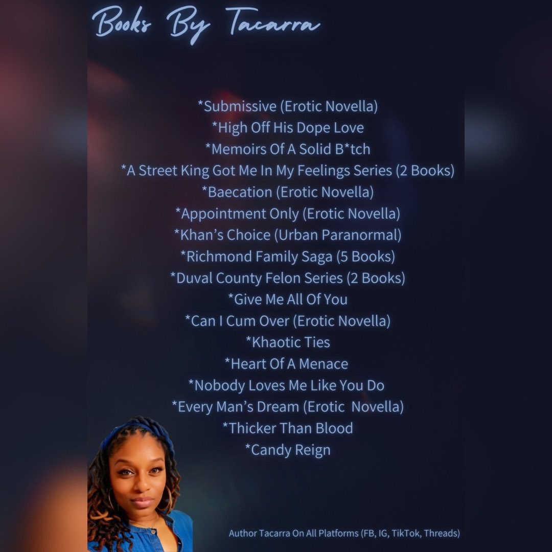 Spend your Sunday catching up on my catalog while we wait on my next release 🩵

**Older Titles Aren’t Available At The Moment**

linktr.ee/authortacarra