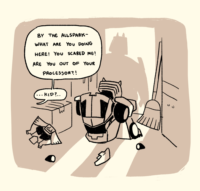 i like to think that tfa bumble prime still has the same frame as before but uses body mods and limb enhancers to be bigger (1/2) #TransformersAnimated #TFA