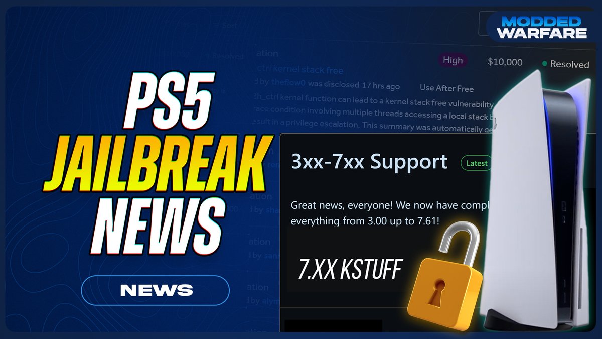 New video covering the latest PS5 developments. Lots of big improvements in this one, kstuff for 7.xx, improved performance with kstuff toggle and a new kernel vulnerability disclosed by the theflow! youtu.be/E176x1_gq08