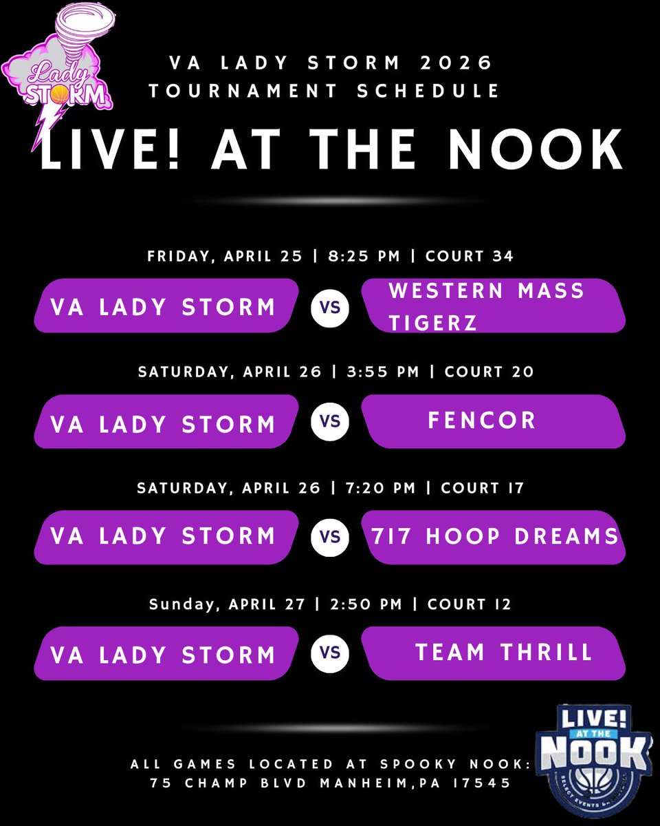 Our schedule for Live at the nook! Great group of young ladies! Come check them out!