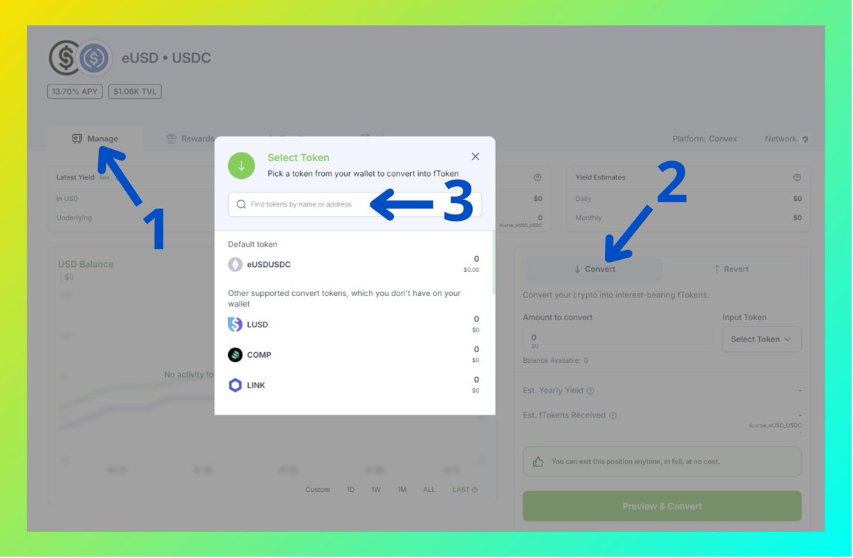 Arbitrum → Curve Finance → Convex Finance → Harvest Finance

The path to using vaults can sometimes be complicated, but don't worry. On <a href="/harvest_finance/">Harvest</a>, you can directly use the cryptos in your wallet to convert them into interest-bearing fTokens