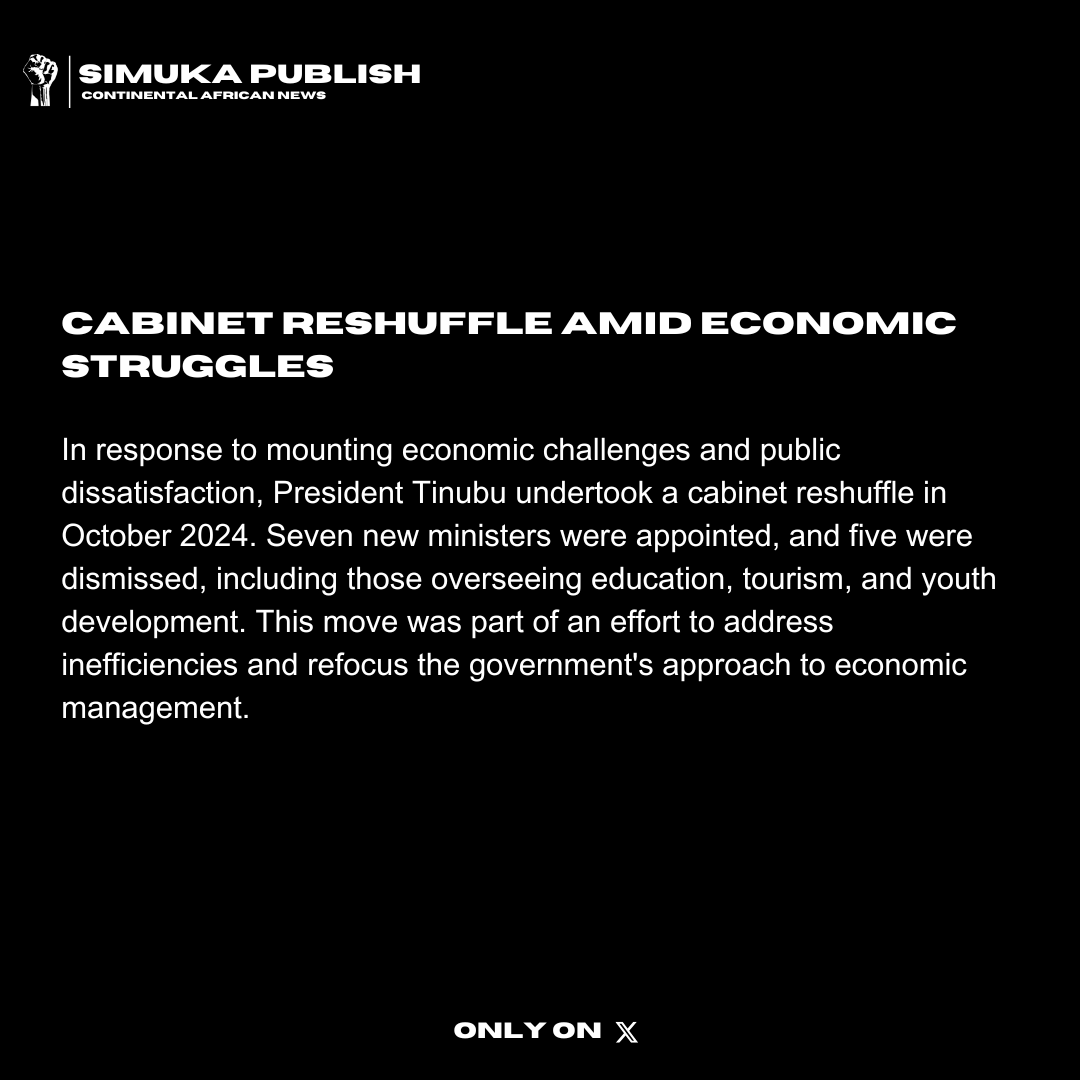 sftbnexus's tweet photo. 🇳🇬 Tinubu's Nigeria: Economic reforms spark both hope and hardship. Cabinet reshuffles and public protests mark a turbulent 2025.

Brought to you by 𝙋𝙧𝙤𝙟𝙚𝙘𝙩 𝙎𝙁𝙏𝘽.
#AFSimuka #Nigeria #NigeriansDeserveBetter https://t.co/VVt1xJZFWY
