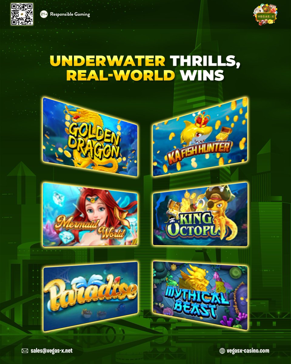 Vegasx01's tweet image. 🌊 Dive into action where every shot counts.

Experience the adrenaline of Fish Games on Vegas X.
🐠 Precision pays. 💸 Big fish = bigger rewards.
🎯 Think fast, aim sharp, and reel in the riches.

#VegasX #FishGames #OnlineCasino