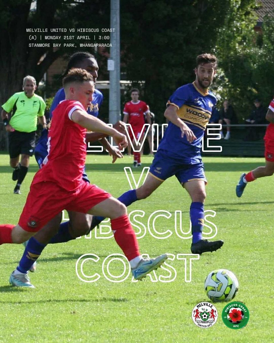 NRFL Championship Round 6
Melville United heads back up to Auckland to take on Hibiscus Coast
🗓 Monday 21st April 
🏟 Stanmore Bay Park
⏰ First Team 3PM, Reserves 12:30PM 
🔴⚪🔴⚪
#Prideofthewaikato 
#COMEONYOUREDS