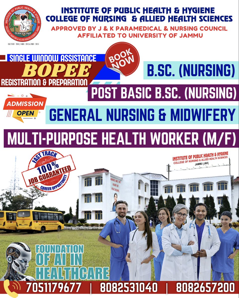 IPHHJammu's tweet photo. 📚 IPH&H Nursing College, Jammu is here to guide you every step of the way. Let us make your journey smoother for ADMISSIONS 2025 THROUGH BOPEE!
📞 7051179677 | 8082531040 | 8082657200
#bestnursingcollege #bopee #nursing2025 #nursesofIndia #healthcareWorkers #nursingschool https://t.co/bY9aZExNK3
