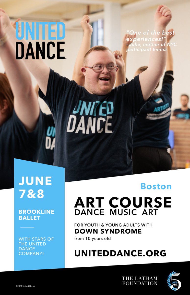 Brian Skotko (@brianskotko) on Twitter photo Join United Dance in Boston for a joyful 2-day arts experience, June 7–8!
✨ Dance, music & art 📍Brookline Ballet School 👦 Ages 10+ | All abilities welcome 💵 $110 | Financial aid available 🔗 uniteddance.org/courses/boston… 📧 info@uniteddance.org Join United Dance in Boston for a joyful 2-day arts experience, June 7–8!
✨ Dance, music & art 📍Brookline Ballet School 👦 Ages 10+ | All abilities welcome 💵 $110 | Financial aid available 🔗 uniteddance.org/courses/boston… 📧 info@uniteddance.org