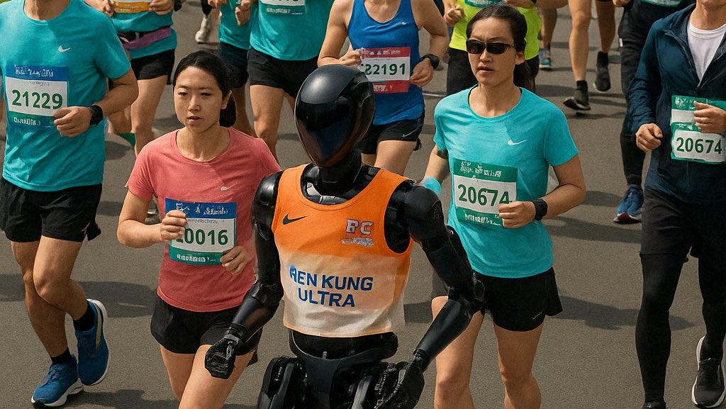 Quand les robots courent après les humains
moncarnet.blog/2025/04/20/qua…
Hier samedi, Pékin a été le théâtre d’un événement inédit : un demi-marathon où 12 000 coureurs humains ont partagé la route avec 21 robots humanoïdes venus tester leurs capacités en endurance.