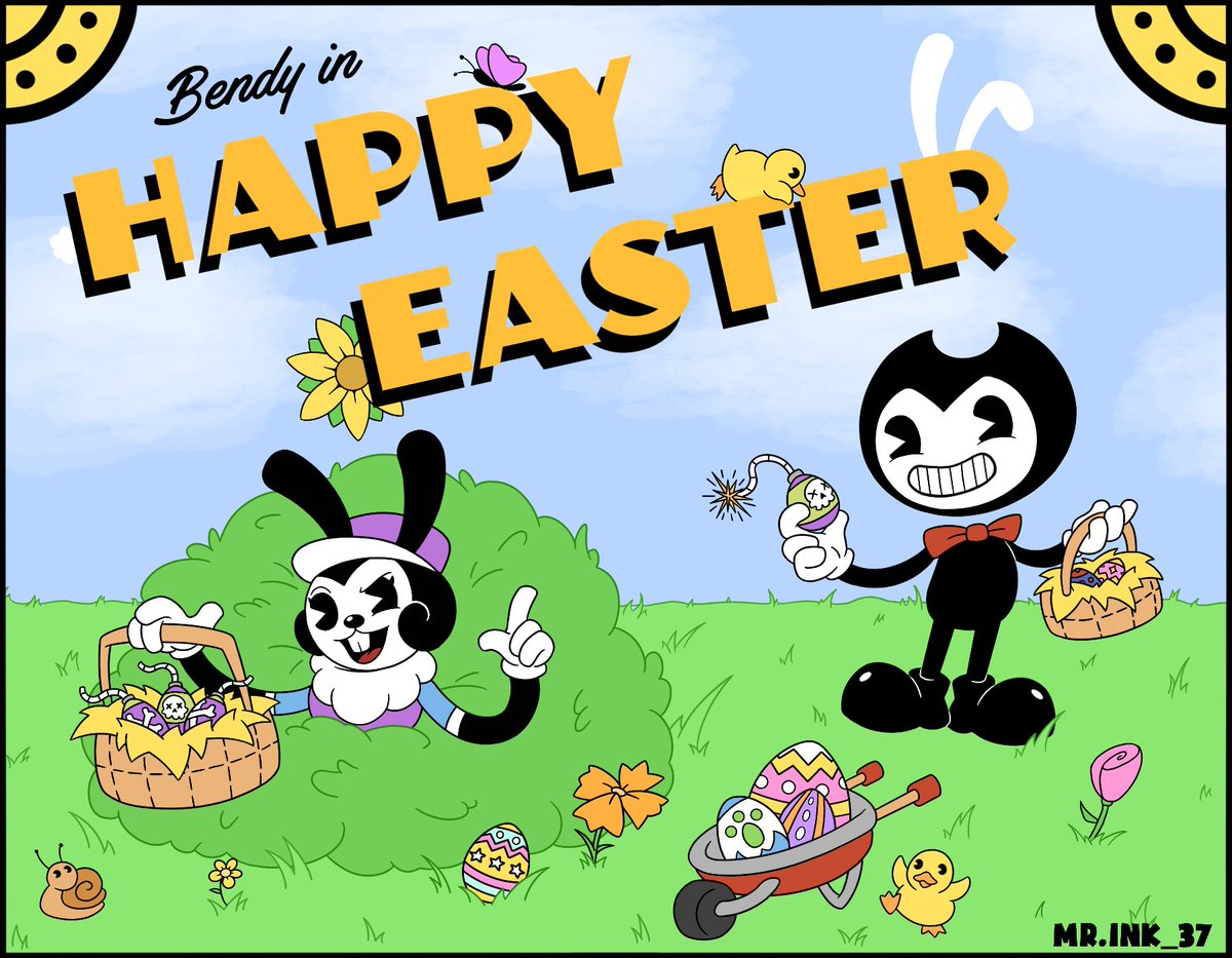 Mr_Ink_37's tweet photo. ๐ฃBendy in Happy Easter๐
The Easter egg hunt has begun!
Prepare your basket and watch out for certain explosive eggs๐งบ
Courtesy of Riboom~โจ
#BendyFanArt #HappyEaster
#BENDY #drawing #cartoon
#sketch #RIBOOM #Easter https://t.co/9VeH9yXtim