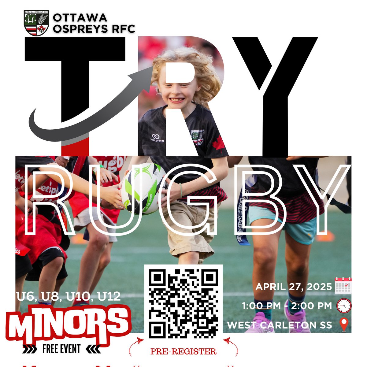 We are one week away from our Minors Try Rugby Day!! This free event is for U6, U8, U10, and U12 athletes. Pre-register using the following link🔗: forms.gle/qYbHK1NRwxQAjD…

#ottawaospreysrfc #ottawarugby #arnprior #kanata #stittsville #richmond #bellscorners #minorsrugby