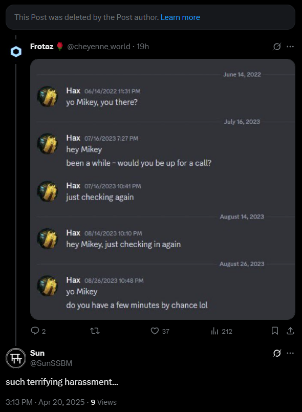 FoxNewsSSB's tweet photo. Smash Camp (@Smash_Camp) deletes two posts featuring head TO Mikey "The Cheat" (@thecheat) after Melee players responded with screenshots showing he ghosted the late Hax$.

Follow: @FoxNewsSSB https://t.co/ldZpq2ZGFB