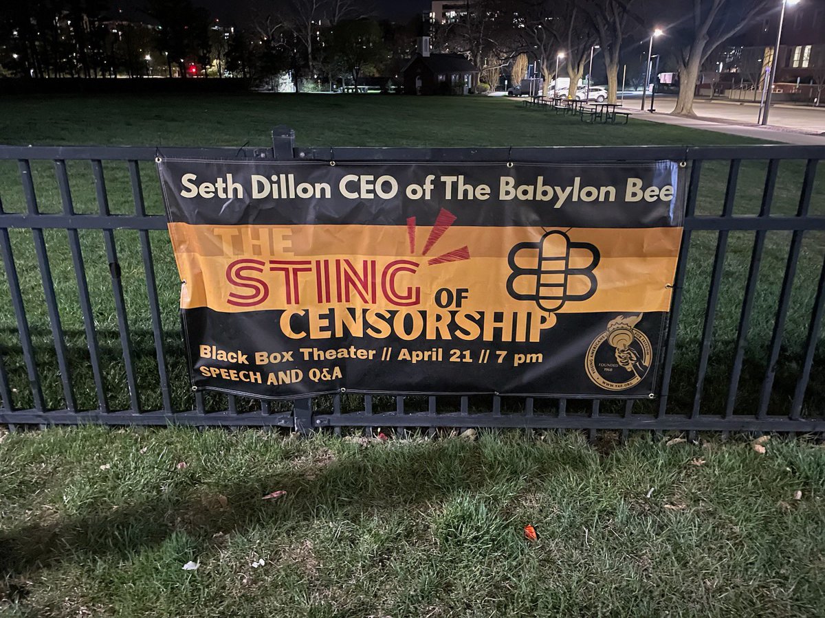 Iowa_YAF's tweet image. You’ve seen the Buzz around campus- Tomorrow, Seth Dillon will be on Campus to talk about “The Sting of Censorship” as it pertains to The Babylon Bee and the companies experience over the last few years. 🐝💛🖤
Join us// April 21// 7 Pm// Black Box Theater