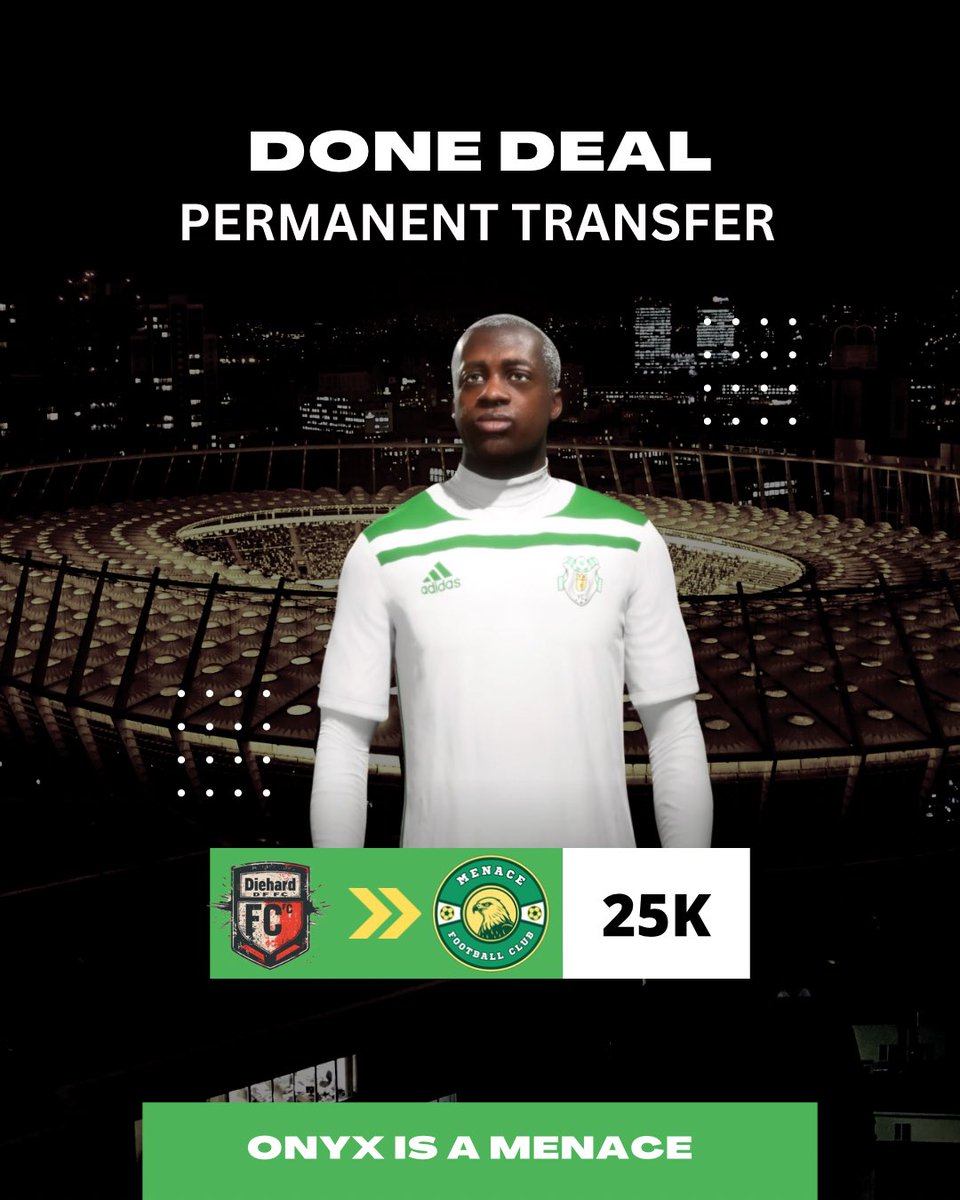 FcMenace's tweet photo. We’re please to announce the signing of ONYX BABA on a PERMANENT TRANSFER. Looking forward to beautiful gaming seasons ahead!! 🤝 https://t.co/1sUKKjivHD