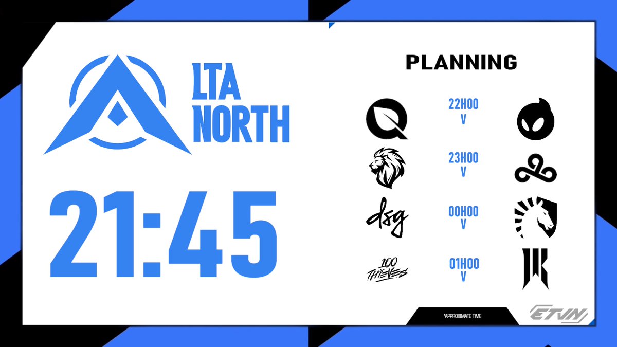 📺On se donne rendez-vous dès 21h45 pour le préshow sur notre chaine twitch pour la dernière journée de la super week des <a href="/LTANorth/">LTA North</a> !

Et on enchainera dès 22h00 pour le début des hostilités ! 👊 #LTANorth 

(Lien de la chaine en commentaire)