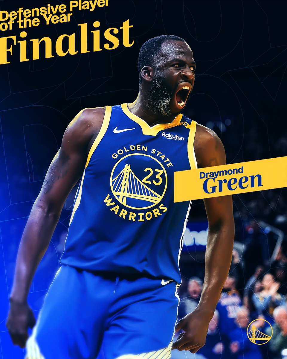 warriors's tweet photo. Defensive mastermind.

Draymond Green has been named a finalist for the 2024-25 @Kia NBA Defensive Player of the Year award 💪 https://t.co/QTFdGD64uA