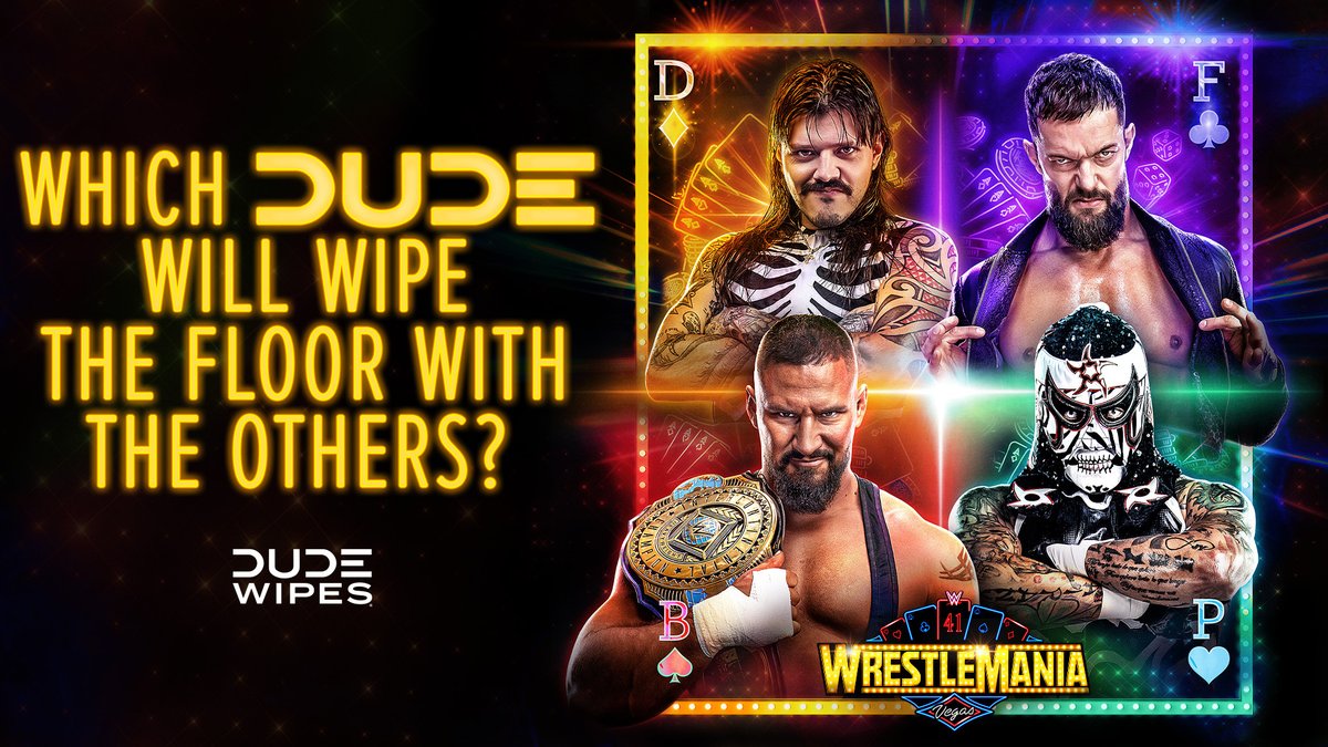 WWE's tweet photo. Superstars = Winning streaks, losing streaks. Dude Wipes = no streaks. @dudewipes #ad https://t.co/hYXgKhKkzM