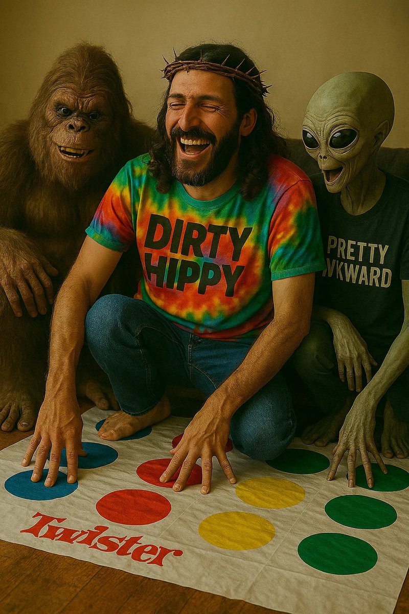 Step two: viral content planning meeting. It got… physical. 👽✨👣🙏

Left hand red. Right hand promote DIRTY HIPPY. 

DIRTY HIPPY - Available on all streaming platforms now! 

#prettyawkward #dirtyhippy #twister #awkward #newmusic