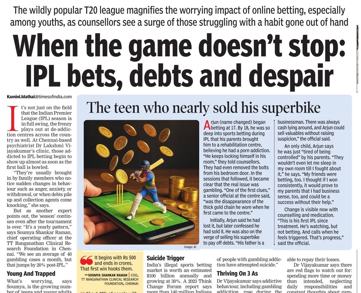 Maheshbr4U's tweet photo. Changing Sponsorship pattern at @IPL with the near monopoly of #Cricket apps like @Dream11 @My11Circle @MyTeam_11 and hundreds of other betting apps are ruining youngsters , their families &  many a cases leading to crimes and suicide.
Request PM @narendramodi to ban these apps before its too late and more families suffer.
Worst part is these apps are endrosed by Bollywood celebrities,  Sports persons , Cricketers etc, which is making a legitimacy to the indirect betting.