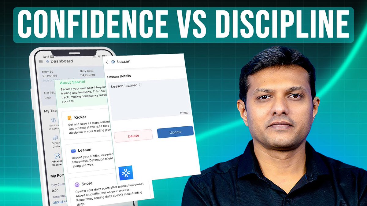 Definedge's tweet image. Conviction in your method is more important than being right all the time.

A short but insightful story shared by @Prashantshah267 on confidence, discipline and trading mindset.

Watch it now 👇
youtube.com/watch?v=2xhIjT…

#MarketWisdom #TradersLife #Definedge