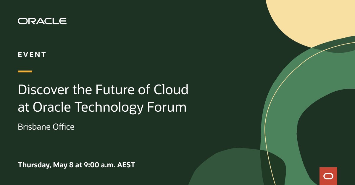 Join the <a href="/Oracle/">Oracle</a> Technology Forum in Brisbane on Thursday 8 May and dive into the latest advancements in cloud technology, harness the power of #AI, and explore how automation can boost productivity and efficiency. social.ora.cl/60172Rimt
