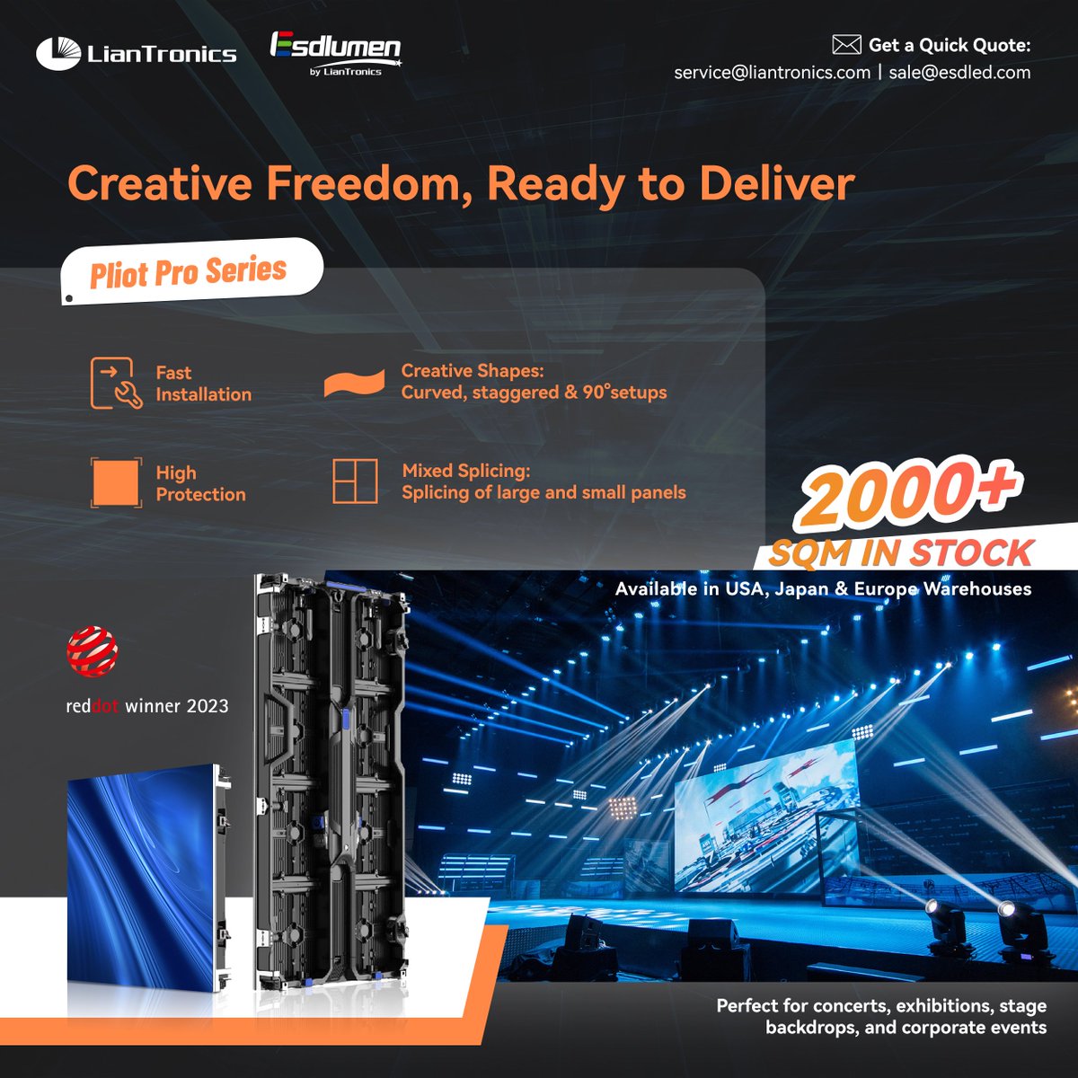 EsdlumenLED's tweet image. 🎬 Meet the Pilot Pro Series — Fast Installation, High Protection, Creative Splicing...

📦 2000㎡ in stock and ready to ship from our USA, Japan, and Europe warehouses.

📩 Get a quick quote NOW: service@liantronics.com | sale@esdled.com

#LianTronics #Esdlumen #rentalleddisplay