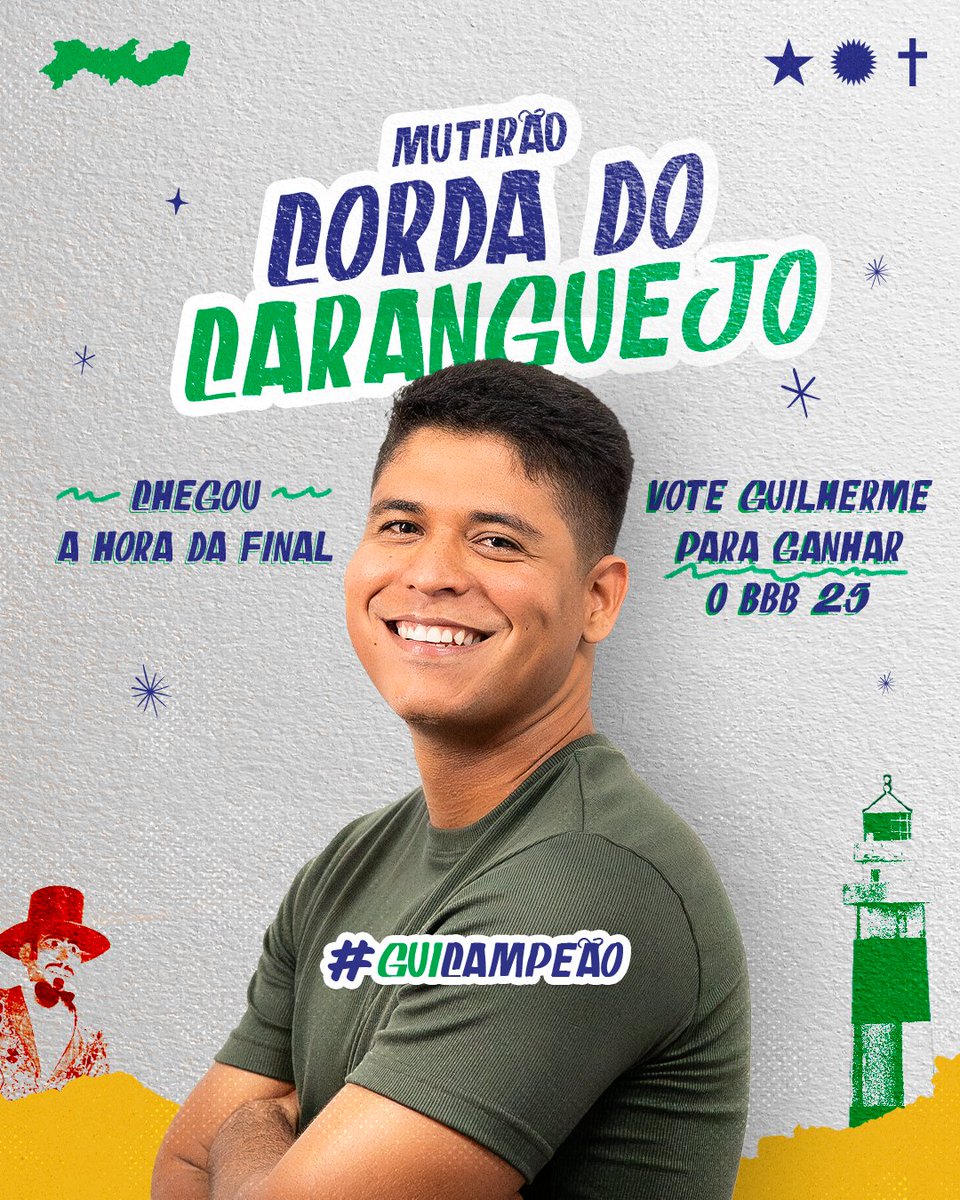 🦀 MUTIRÃO GUI CAMPEÃO! 🦀
É HORA DA VOTAÇÃO!
Vamos juntos votar para Guilherme vencer o BBB25! 💪🔥

🔹 Comente um emoji a cada 20 votos! 👇

Encerra: 02h00
Meta: 5K

✅ O voto é para GANHAR, vote em GUILHERME!
⚠ Link para votação: 
VOTO ÚNICO ⬇
gshow.globo.com/realities/bbb/…

VOTO