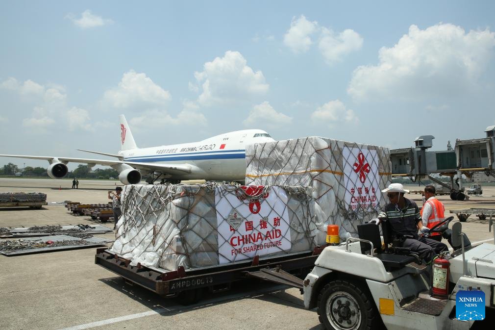 FinanceWorld8's tweet photo. The seventh batch of emergency humanitarian aid supplies dispatched by the Chinese government on Sunday arrived at Yangon International Airport, Myanmar, which was hit by a devastating 7.9-magnitude earthquake on March 28. The aid supplies include 800,000 boxes of amoxicillin capsules, 122,000 bottles of paracetamol and mannitol injection, 225,000 boxes of cefradine capsules, and 480,000 bottles of ibuprofen tablets, with a total weight of 95 tons. #Myanmar #earthquake #China #HumanitarianAid