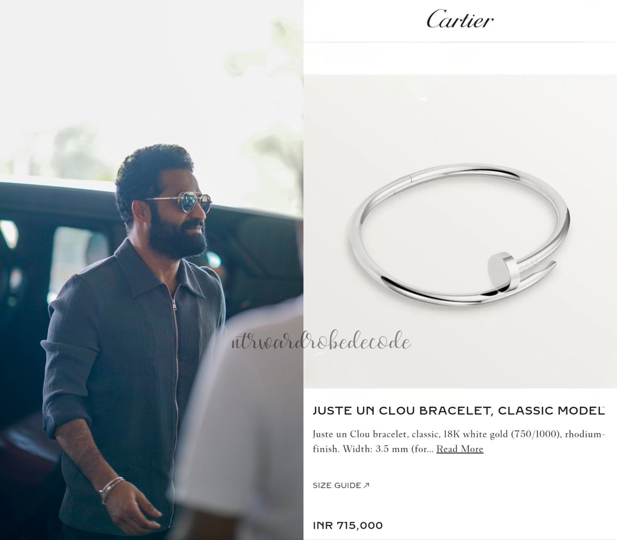 NTRWardrobe's tweet image. . @tarak9999 in Carter - Bracelet.
Cost - 7,15,000 INR
#NTRWardrobeDecode
#ManOfMassesNTR