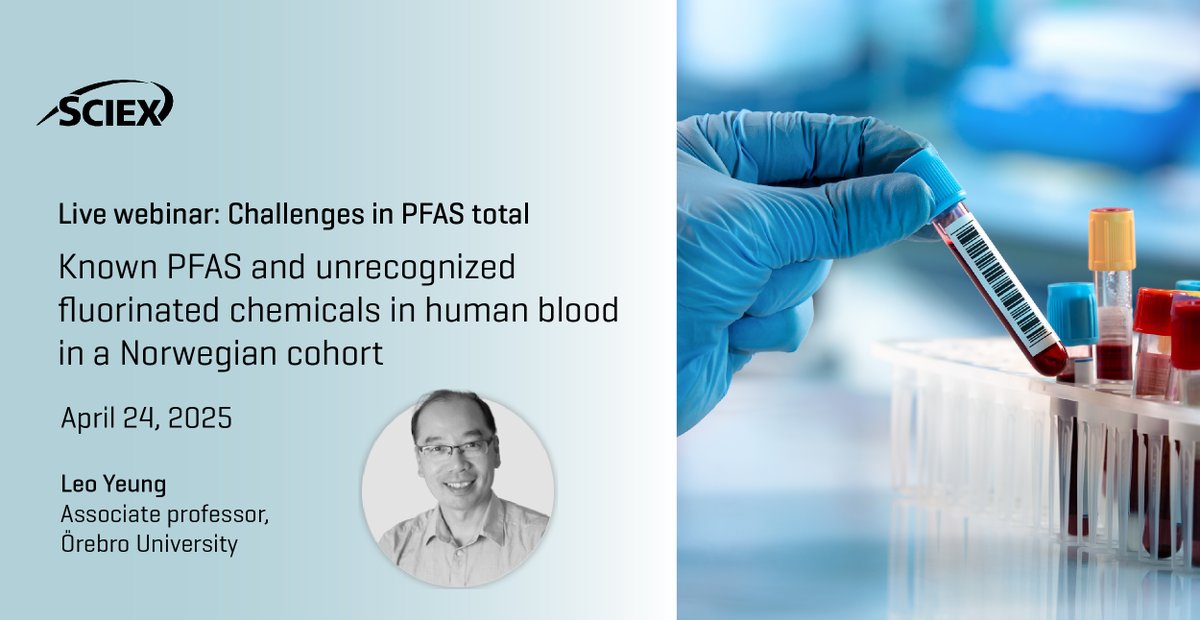 3 days to go before our live #PFAS webinar! We are thrilled to welcome Leo Yeung, Associate Professor from <a href="/orebrouni/">Örebro universitet</a>, who will delve into the impact of various PFAS substances on human blood. Register now: sciex.li/2aqrc0
