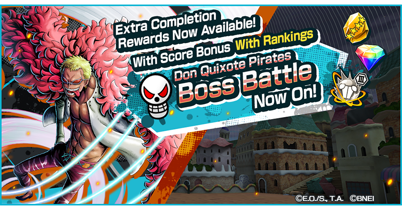 OPBR_global's tweet photo. Don Quixote Pirates Boss Battle Now On!

A Don Quixote Pirates Boss Battle against "The Seven Warlords of the Sea / Don Quixote Doflamingo" is on now!
Work with your allies and defeat powerful foes!

#BountyRush
#ONEPIECE https://t.co/KP0TljDhBv